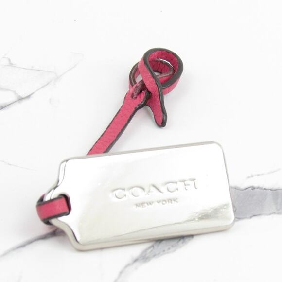Coach Silver Metal Hangtag with Pink Leather Strap - Picture 3 of 7